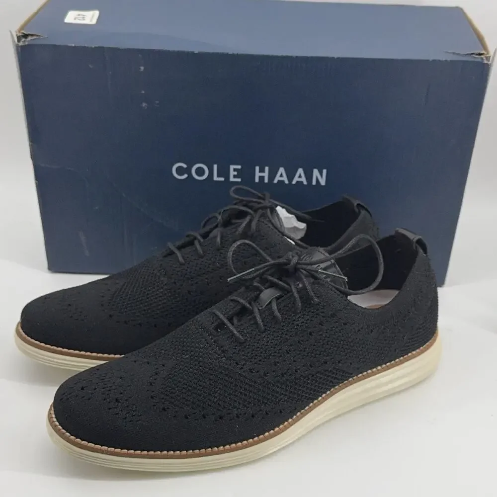 Cole Haan Original Grand Stitchlite Wingtip Oxford C27959 Black/Ivory 11 M NIB